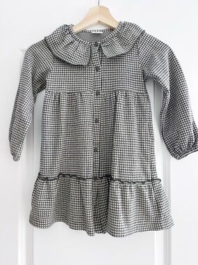 Zara Kids Houndstooth Peter Pan Collar Dress - Size 5-6